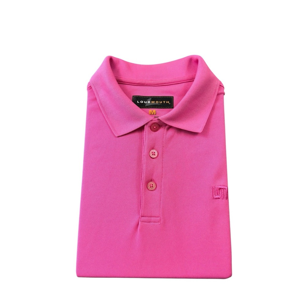 Loudmouth Golf Men Pink Performance Polo Shirt Short Sleeve Golfing Top Size M